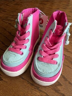 Billy Kids High-Top Canvas Sneakers in Pink & Light Blue